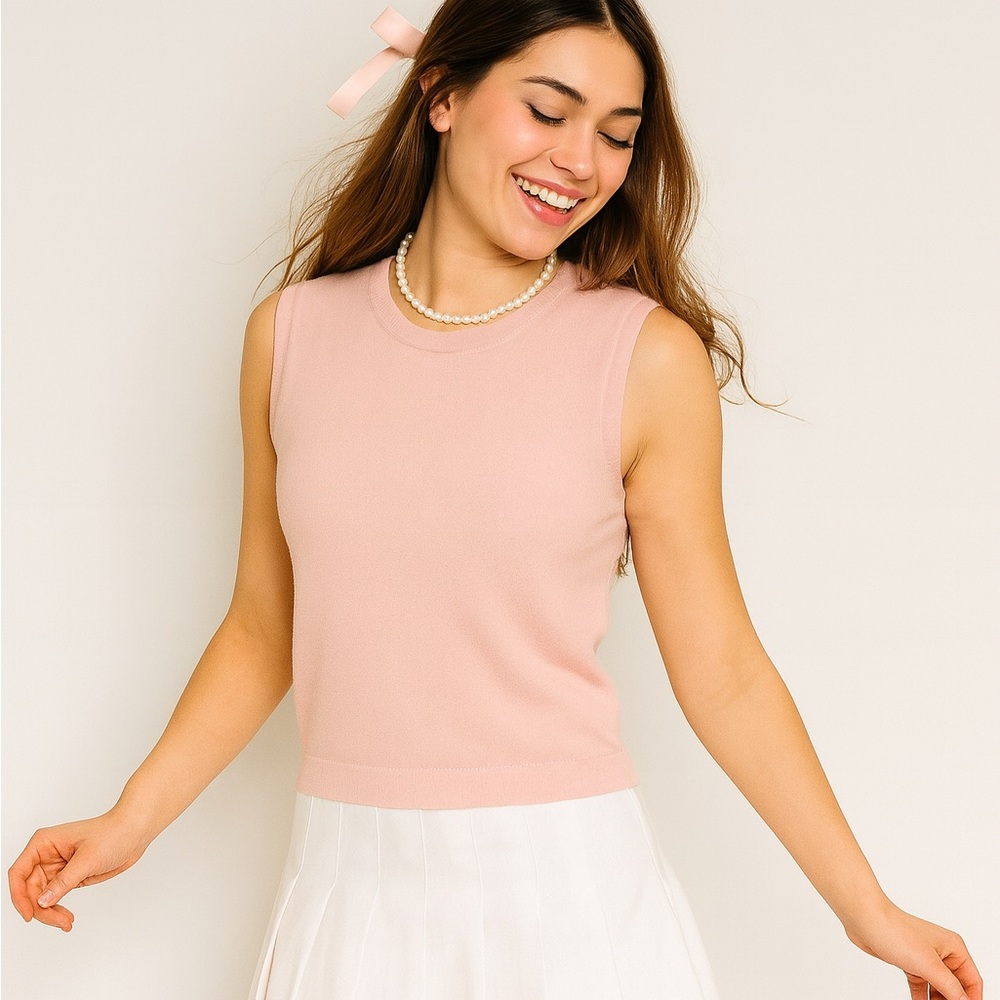 Elegant Pink Sleeveless Top Cashmere